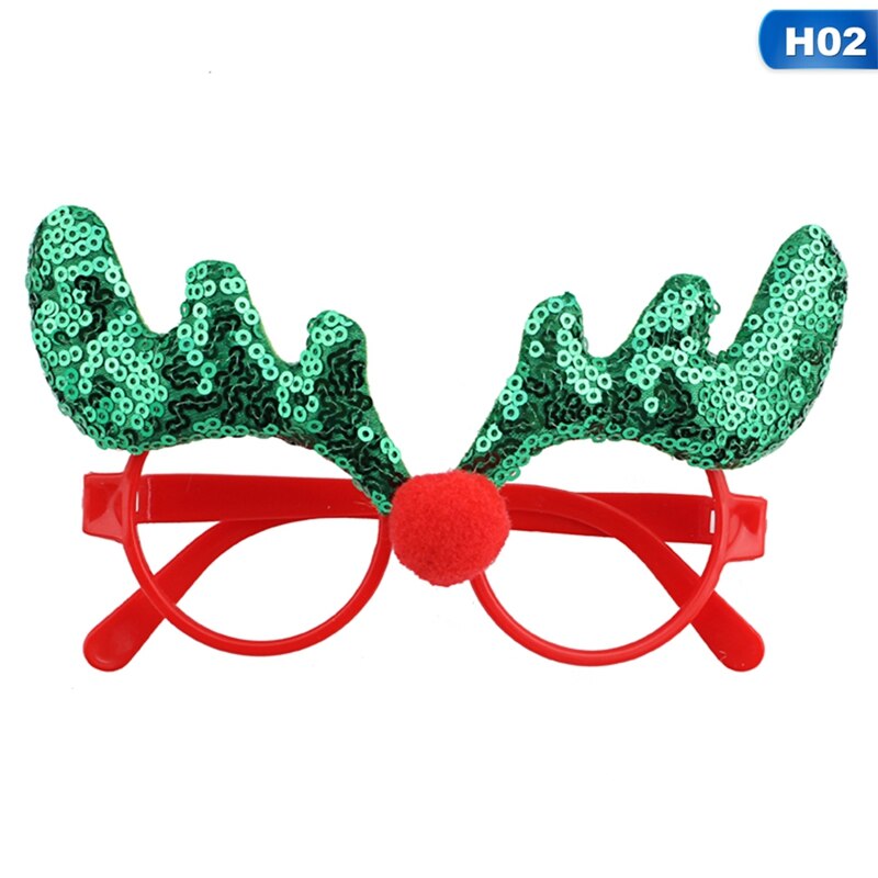 Noël lunettes père noël bonhomme de neige flocon de neige arbre wapiti papier lunettes fête Photo accessoires décoration de noël pour la maison: H02