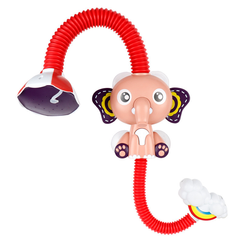 Douyin with the same elephant shower electric water spray children's babies play with fun bathing parent-child water toys: Red