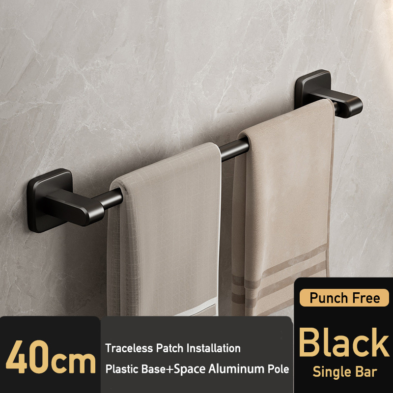 Badkamer Handdoekrek Zwarte Handdoekhouder Muurbevestiging Geen Boorbevestiging 40/50cm Keukenhanddoekstang Aluminium Dubbele Bar 2 Tier Rail: Paars
