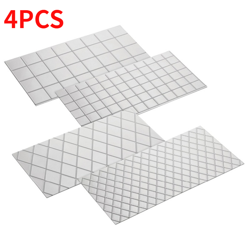 4PCS Fondant Impression Mat Cake Border Decoration Tools With Grid Texture Baking Decorating Accessories Plastic Texture Cutter: Pink