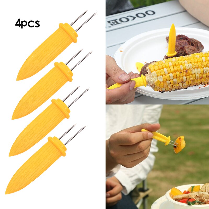 4 Uds. Soportes seguros de mazorca de maíz pinchos aguja puntas para barbacoa jardín herramientas de mano tenedor