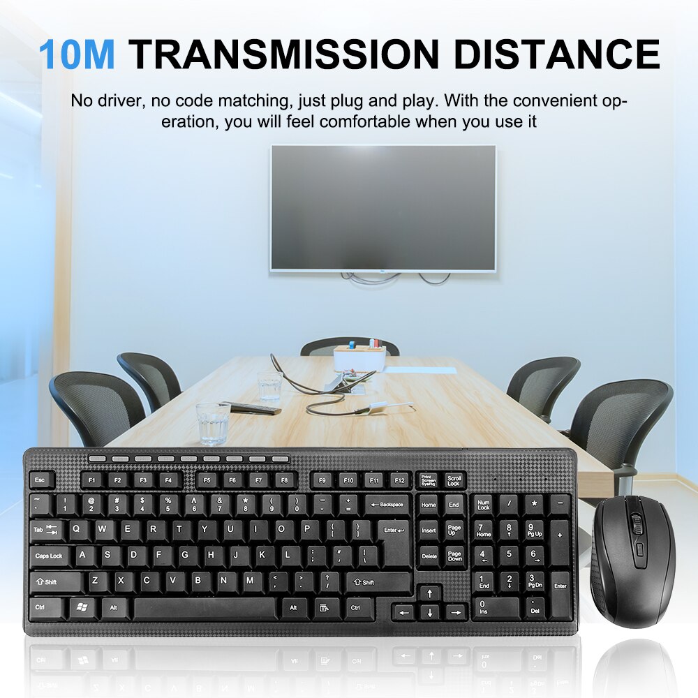 Draadloze toetsenbord- en muisset, ergonomische muis voor pc, muis met stille knop, toetsenbord en muiscombinatie 2.4g voor laptop en pc