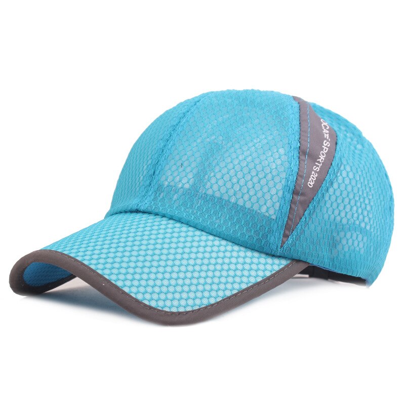 Sommar solskyddsmedel basebollkeps andas mesh hatt para hombre män keps sport hattar kvinna motorhuv snabbtorkande platt topp kepsar unisex: Blå