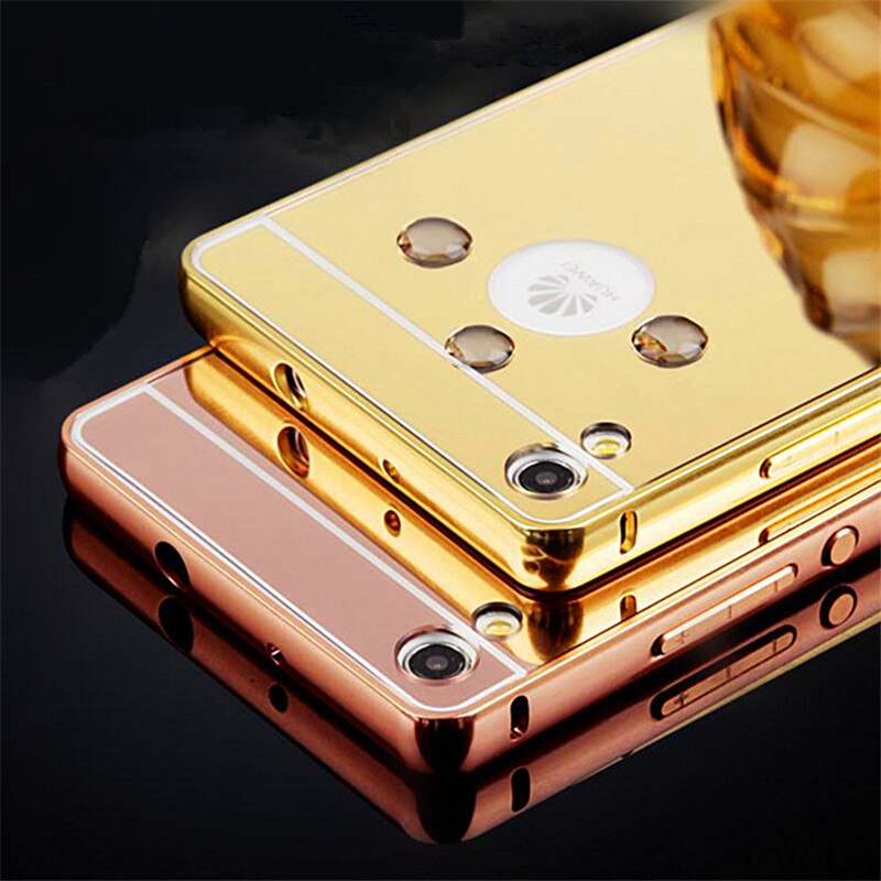 Funda de teléfono para Huawei P7 de lujo con revestimiento eléctrico de aluminio marco de Metal espejo acrílico funda trasera para Huawei Ascend P7