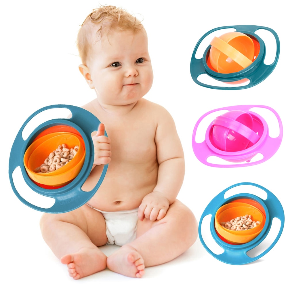 Baby fodringsskål sød baby gyro skål universal 360 roter spildsikker skål