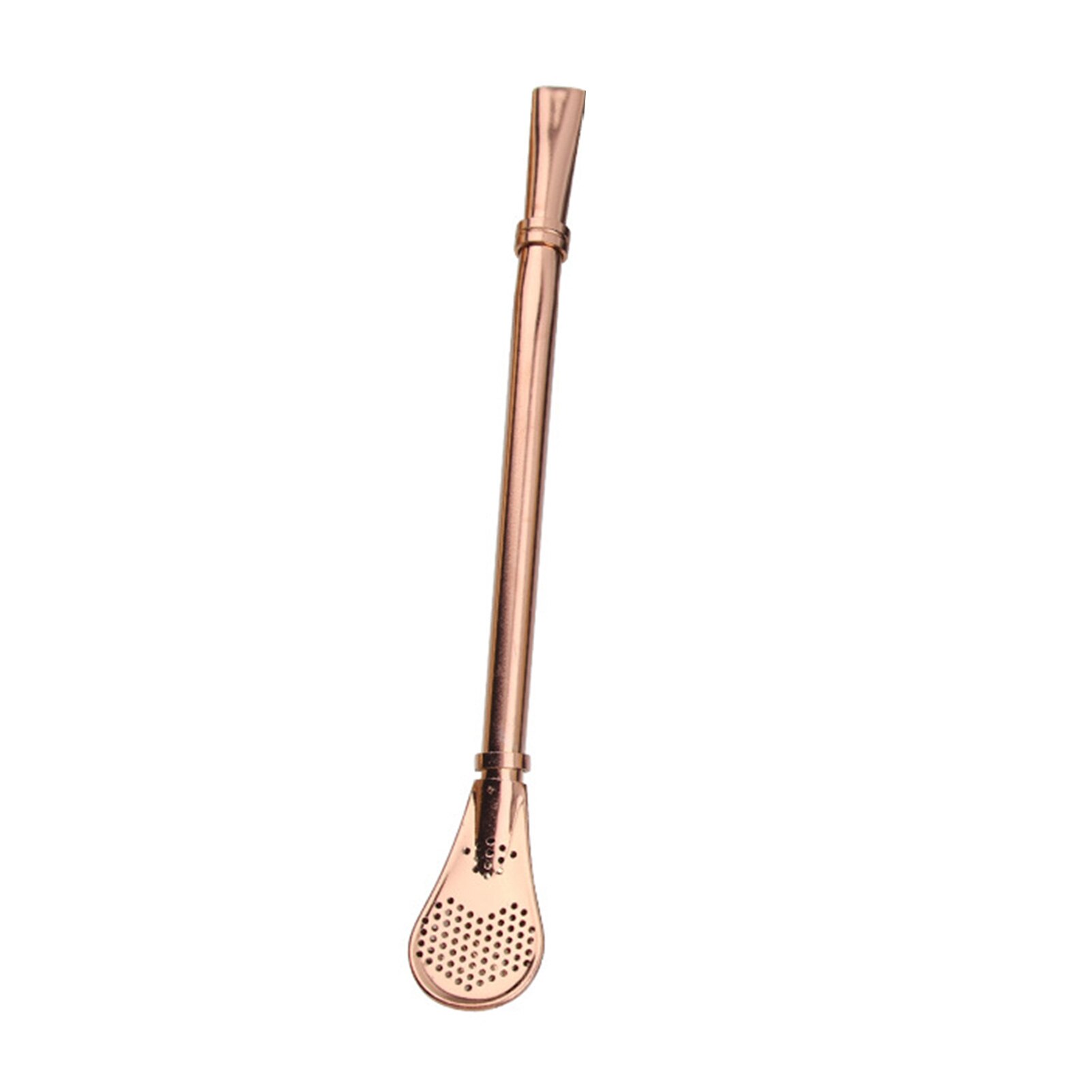 2 in 1 Spoons Stainless Steel Long Handle Drinking Straw Spoon Tea Filter Dessert Spoon Reusable Coffee Stirring Spoon Teaspoon: Rose Gold