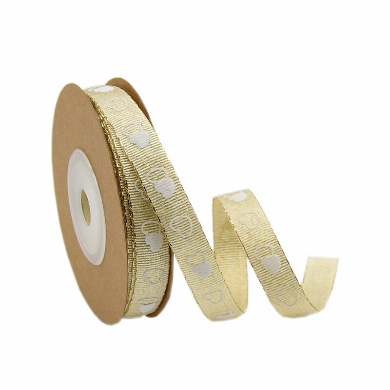 5/10M (1 Roll) Romantic Red White Heart printed Ribbon Organza Lace ribbon Riband for Sewing Wedding Wrapping Accessories: 3
