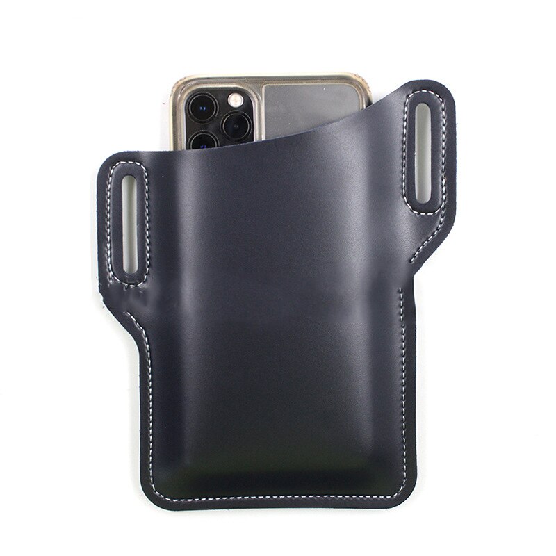 Bælteklip hylsteretui til 6.0 tommer mobiltelefon taske talje pu læderovertræk shell tilbehør mini tasker: Blå-pu