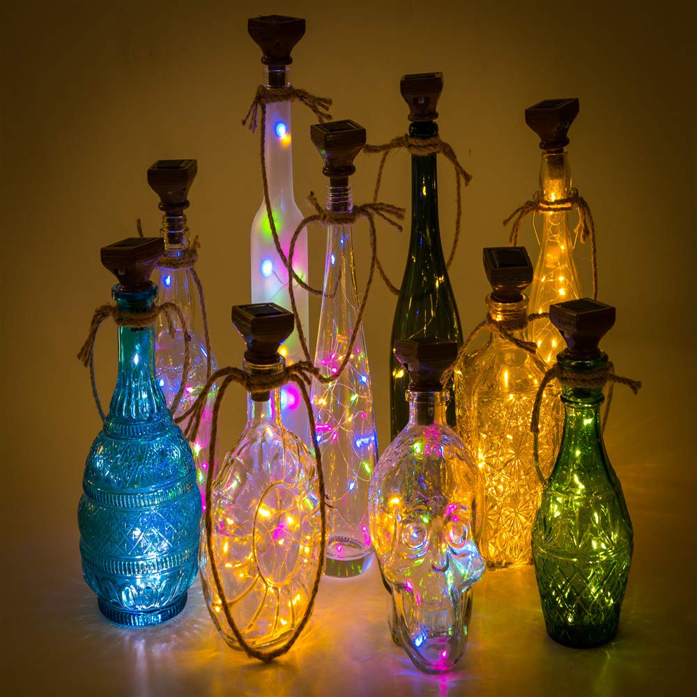 6 stk/parti 10/15/20 led solcelledrevne vinflasker kork lys krans gør-det-selv julesnore lys til halloween bryllup