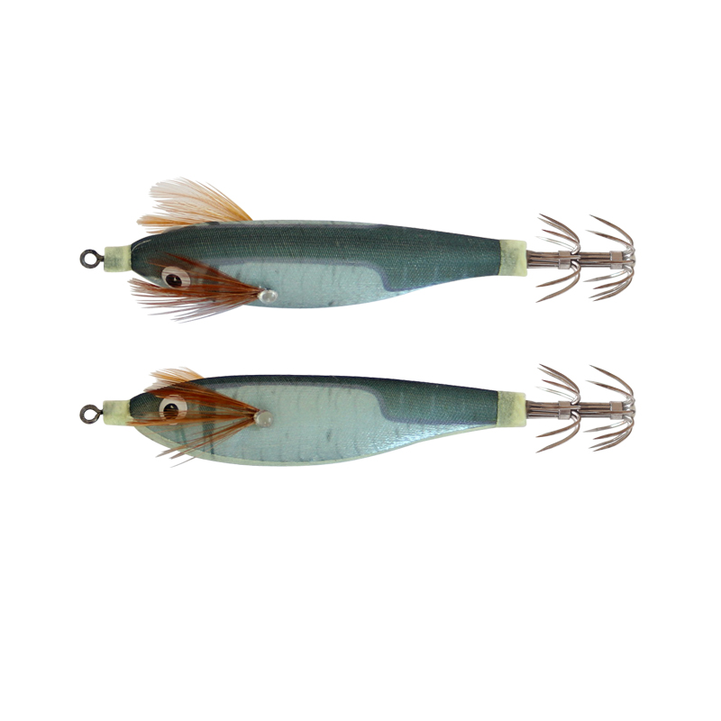 Señuelo de pesca con anzuelo de calamar, 2 uds., luminoso, 10cm, 9g, señuelos de pulpo falsos artificiales, señuelos de camarón de madera, sepia, cebo duro, aparejos de anzuelos de mar: Gris claro