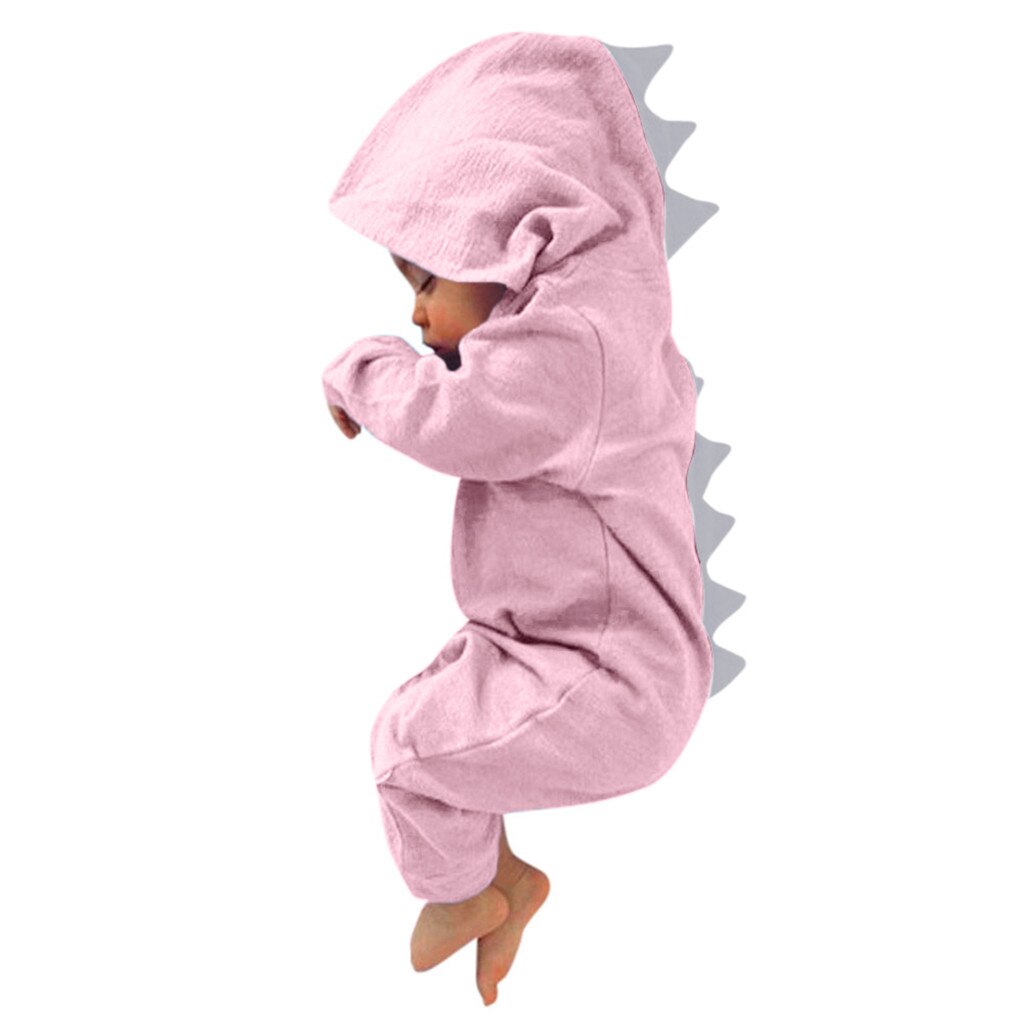 Vêtements pour bébés, combinaison modèle modèle vêtements décontractés, barboteuse dinosaure, à capuche, pour garçons et filles, combinaison animaux mignonne: Rose / 6M