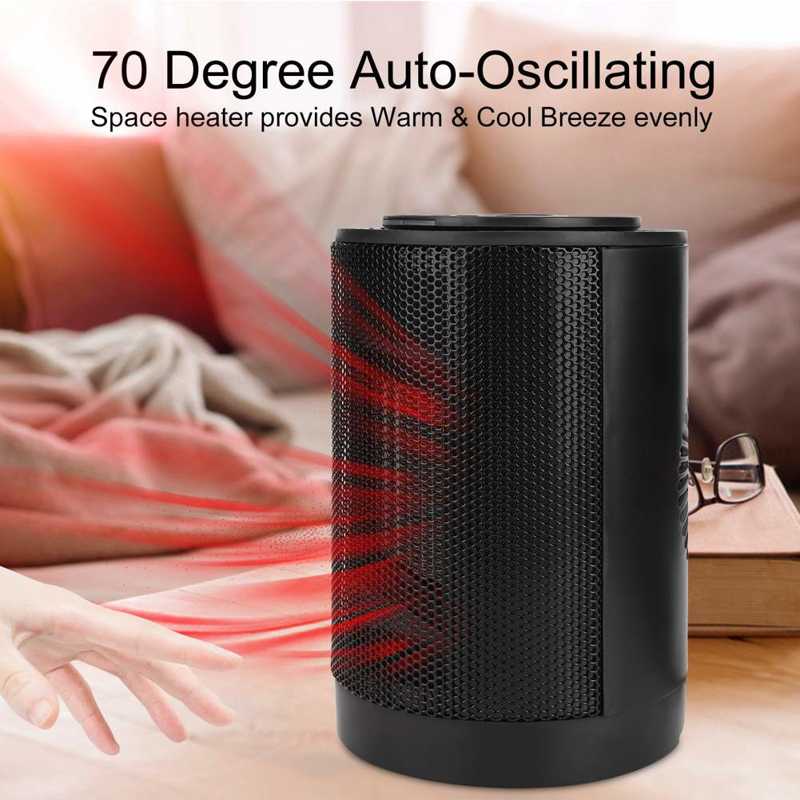 Calentador eléctrico con rotación de 70 grados, dispositivo de calefacción inteligente, de cerámica, PTC, portátil, rápido, 1200W