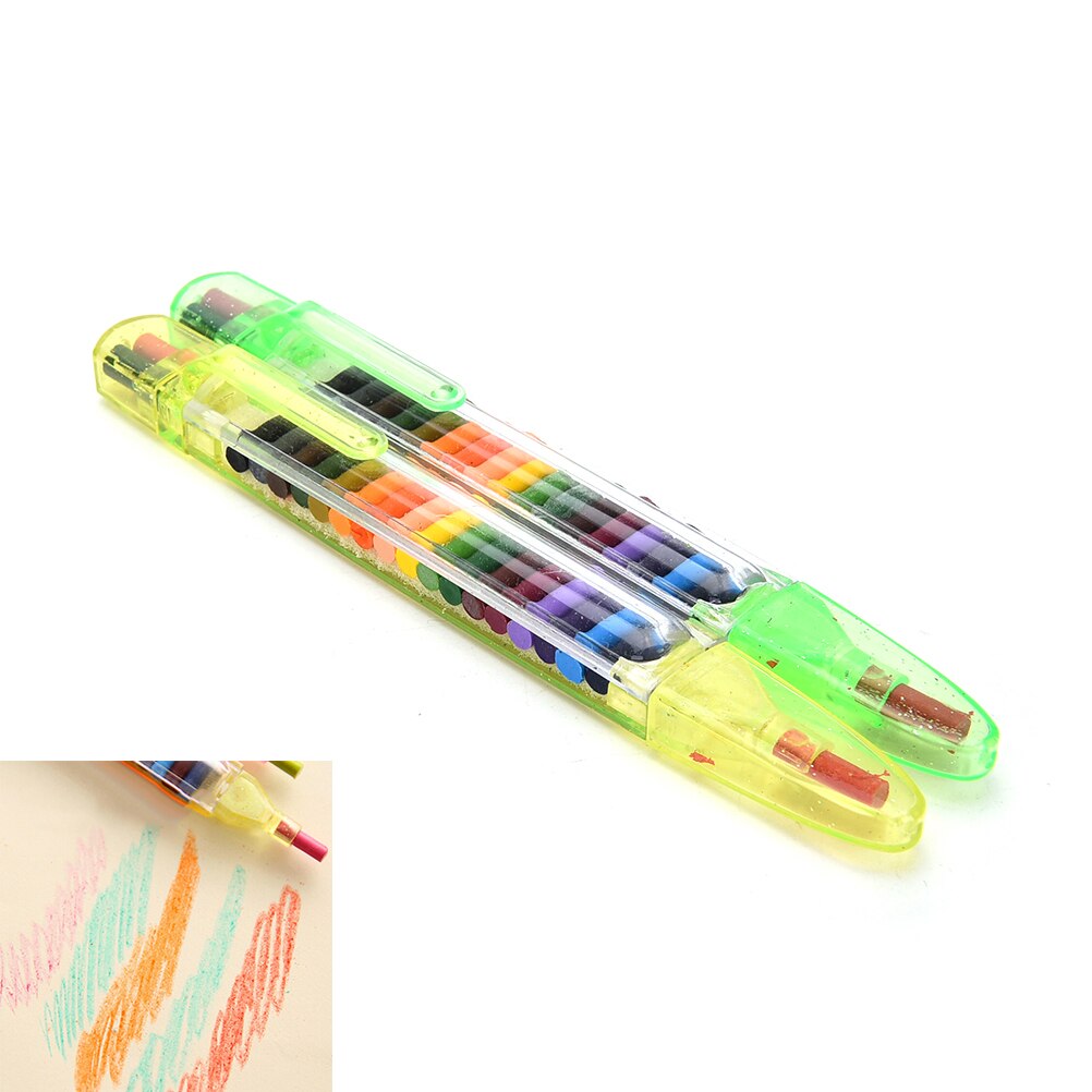 1 Set 20 Colors Crayons Stacker Pencils Drawing Crayon Graffiti Pen for Children Kids Oil Pastel Crayons Pen Supply