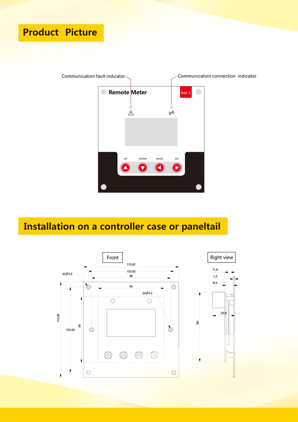 MPPT Solar Charge Controller 12V24V48V 20A30A40A60A RM-5 Remote Meter LCD Display Works for SRNE ML Series