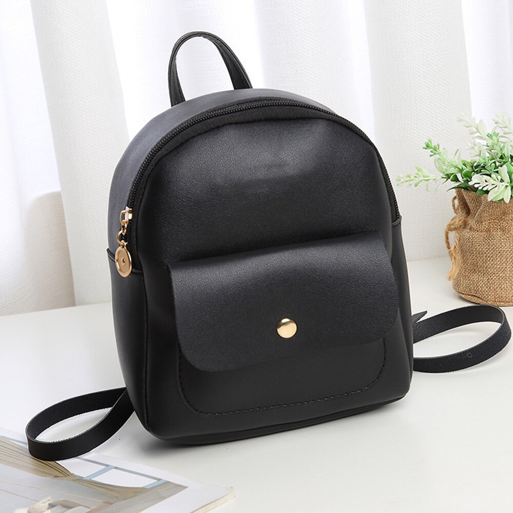 Mini Frauen Schultern Kleine Rucksack Geldbörse Brief Geldbörse Handy Einfache Damen Reisetasche Student Schule Rucksäcke: Black