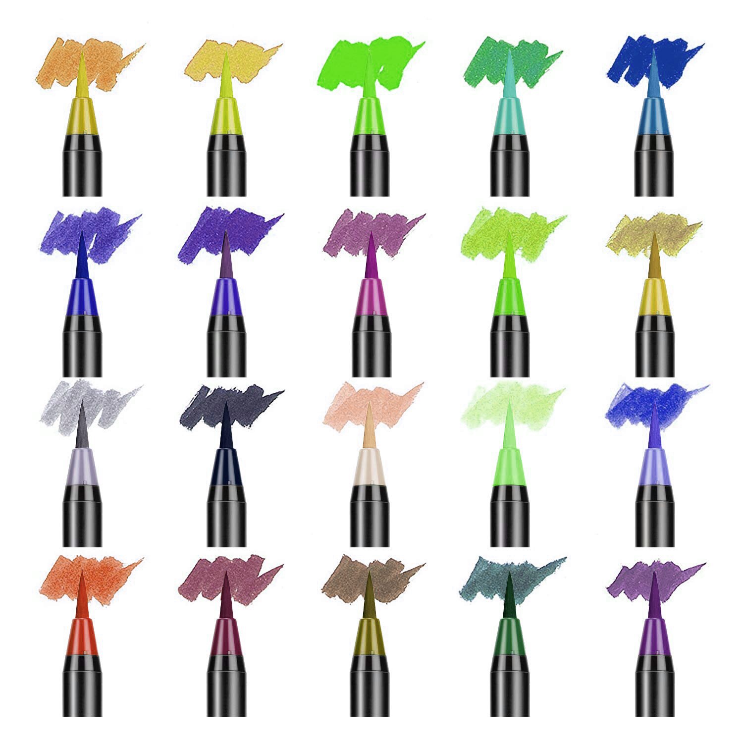 Artists Watercolour Brush Pens Set, 20-72 Vibrant Colours, Premium Real Soft Brush Tip Paint Markers Plus Water Blending Pen