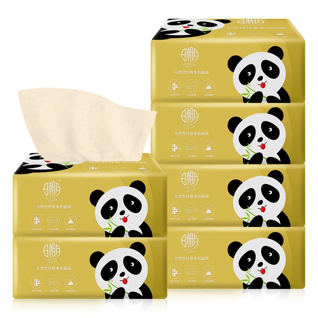 Papier imprimé Panda serviette de cuisine | Papier toilette intéressant, pour Table et cuisine, 6 paquets de papier peint pâte de bambou, fournitures de maison