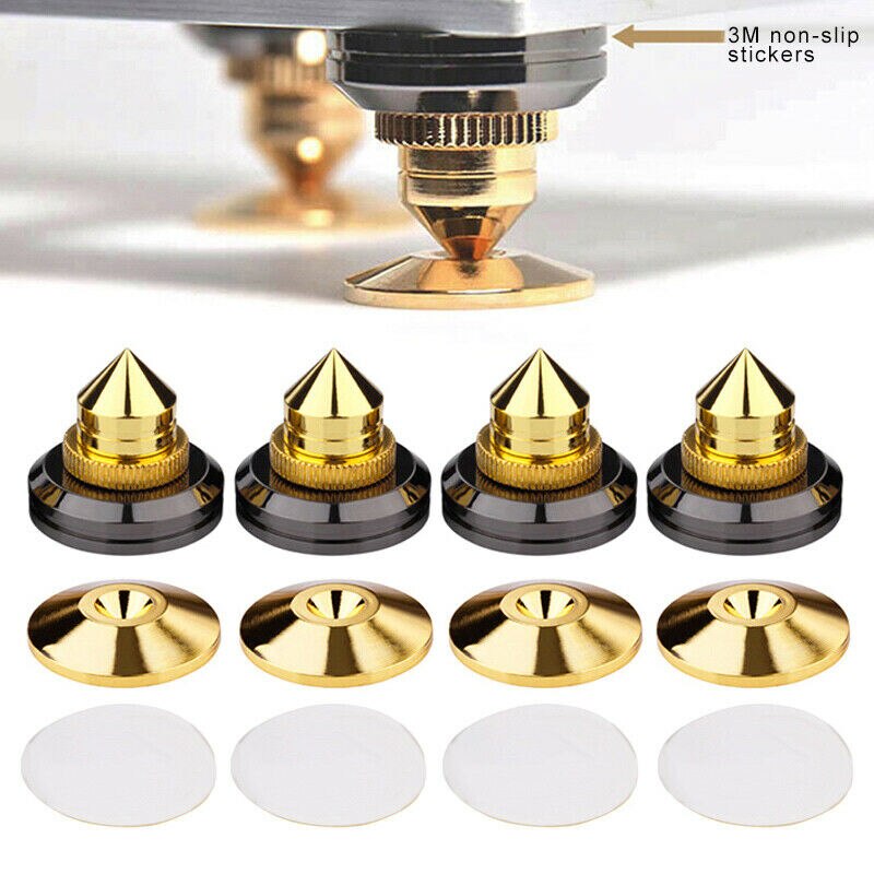 1 Set /4 Set Gold Speaker Spike Floor Discs Stand Foot Cone Insulation Spikes Shock Pin Nails And Pads Accessories: Default Title