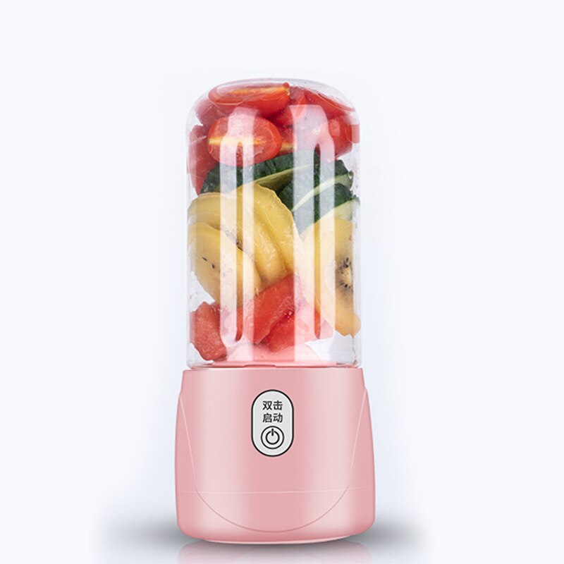 Bærbar Juicepresse 300ml - USB Oppladbar - mini Reiseflaske - Elektrisk Fruktmikser: Rosa