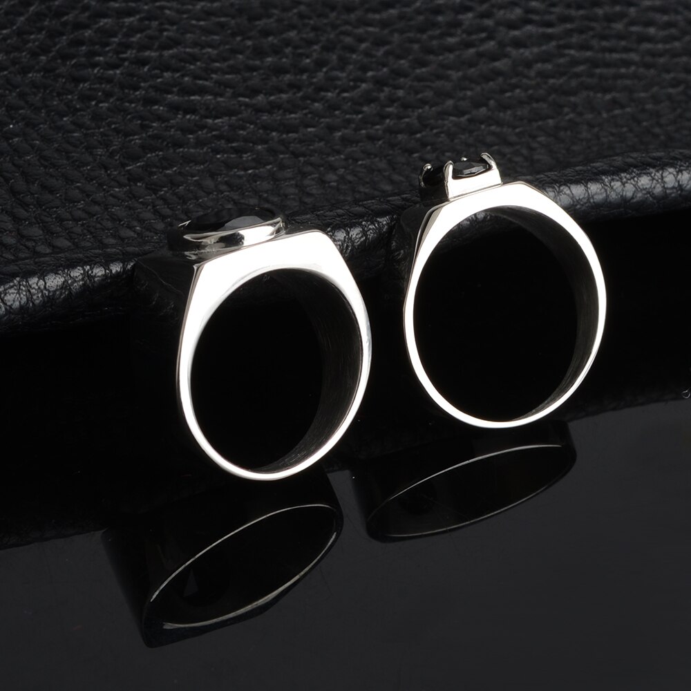 316L Edelstahl Mit Schwarz Zirkonia Stein Weiß Silber Farbe Engagement Hochzeit Ringe einstellen Für Frauen Mann