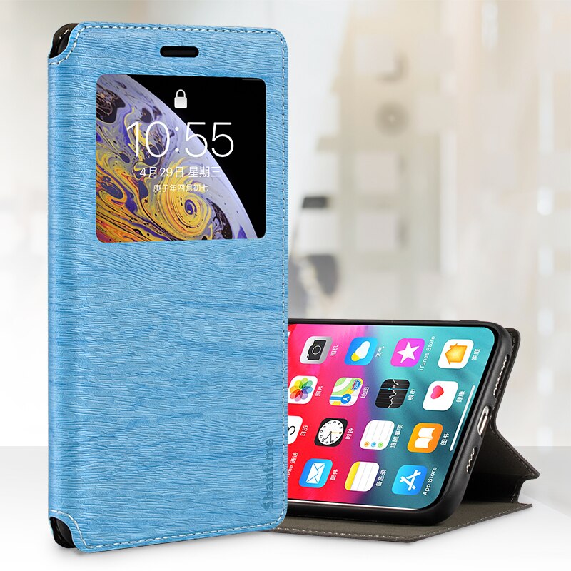 Per Xiaomi Poco M3 custodia per Xiaomi Poco M3 visualizza finestra Cover magnete invisibile e Slot per schede e supporto: LightBlue