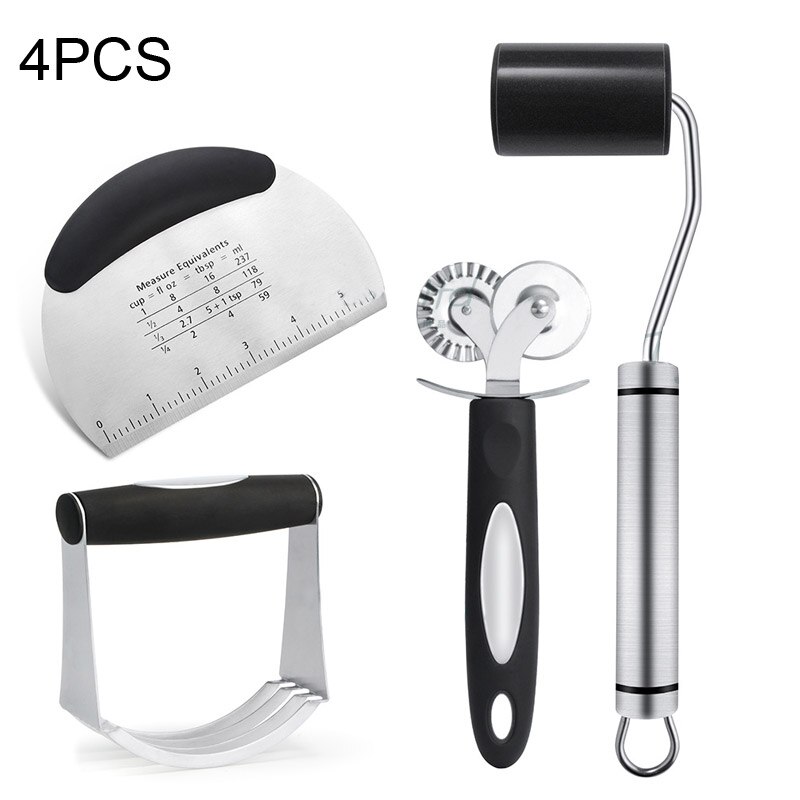 4 Pieces Pastry Cutter Set Stainless Steel Pastry Scraper and Dough Blender Pastry Pizza Cutter for bakery tools Pastry Utensils