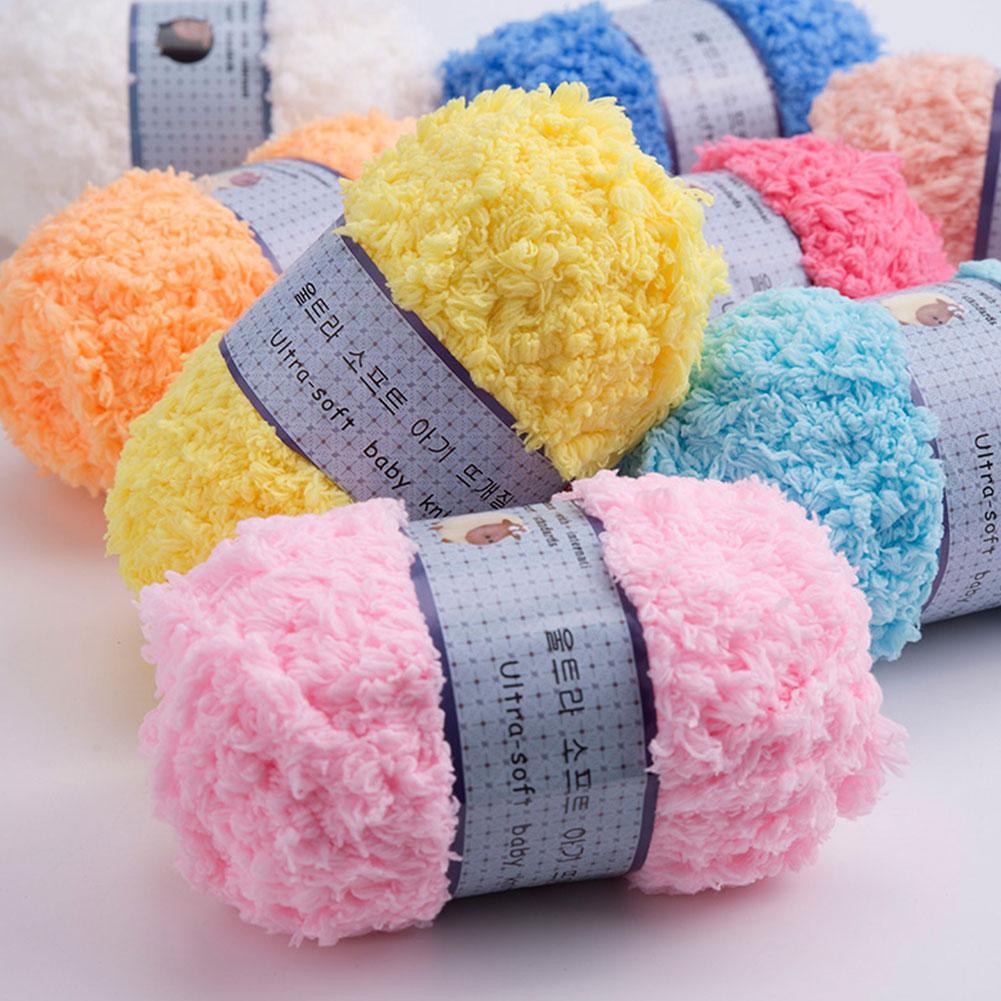Soft Smooth Yarn Baby Knitting Wool Yarn Thick Yarn Fiber Velvet Yarn Hand Knitting Wool Crochet Yarn for Diy Sweater