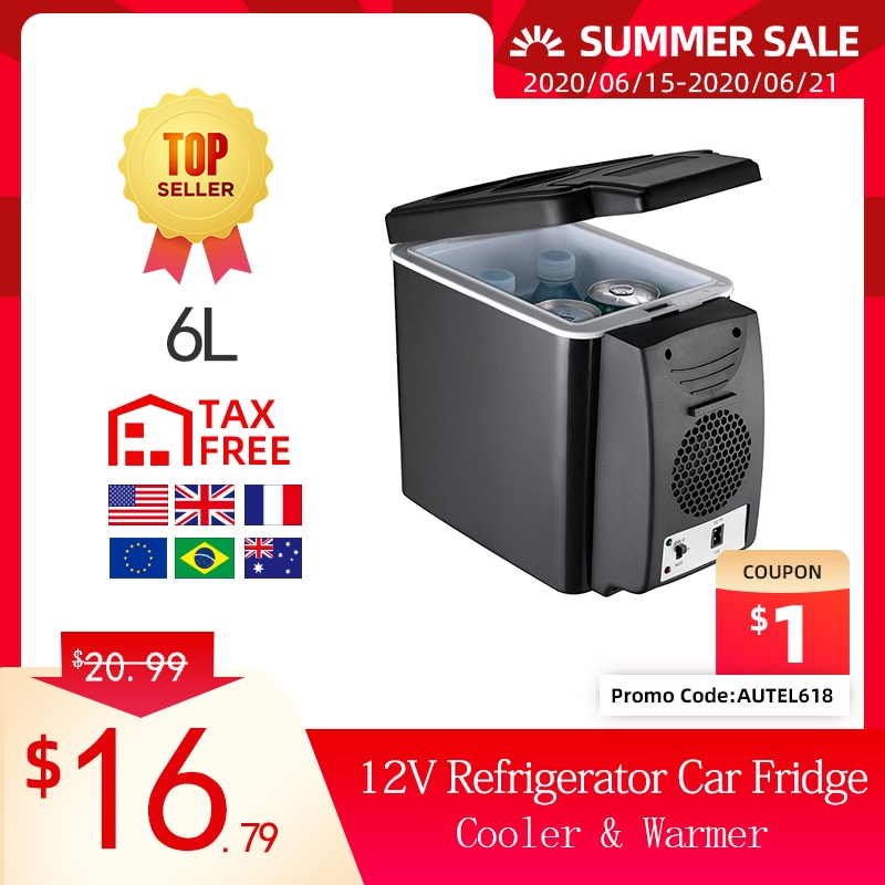 12V Refrigerator Freezer Heater 6L Mini Car Fridge Cooler & Warmer Portable Fridge Icebox Travel Refrigerator Car Accessories