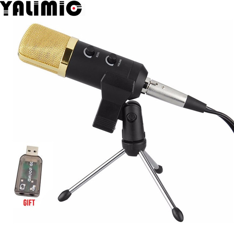 MK-F100TL Bedrade microfoon USB Condensator Geluid Opname Microfoon met Standaard voor Chatten Zingen Karaoke Laptop Skype