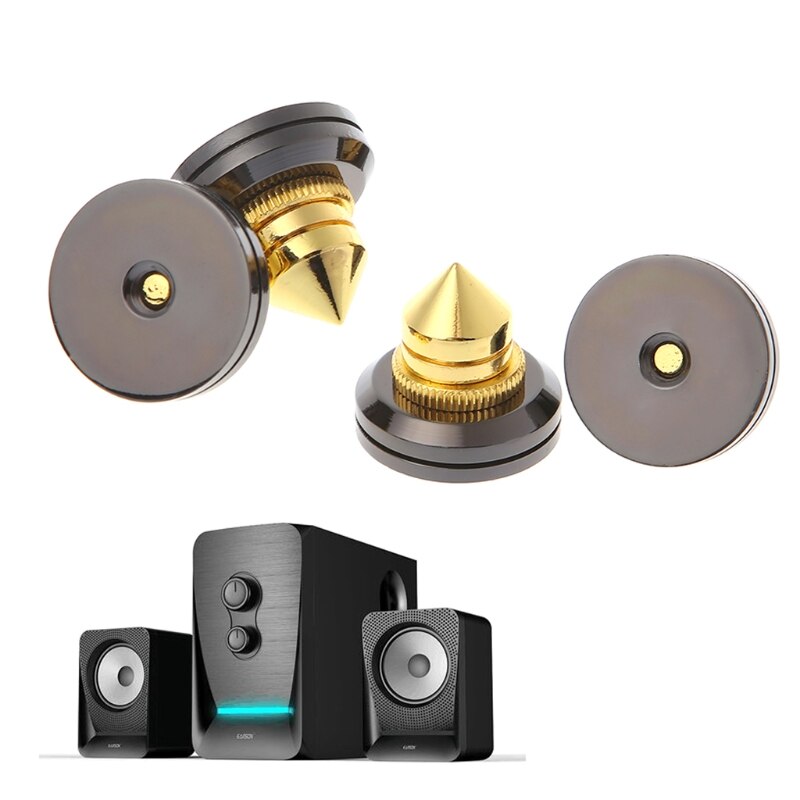4 Pcs Isolation Spikes Feet With Turntable Pad For Speaker Subwoofer Amplifier XXUC