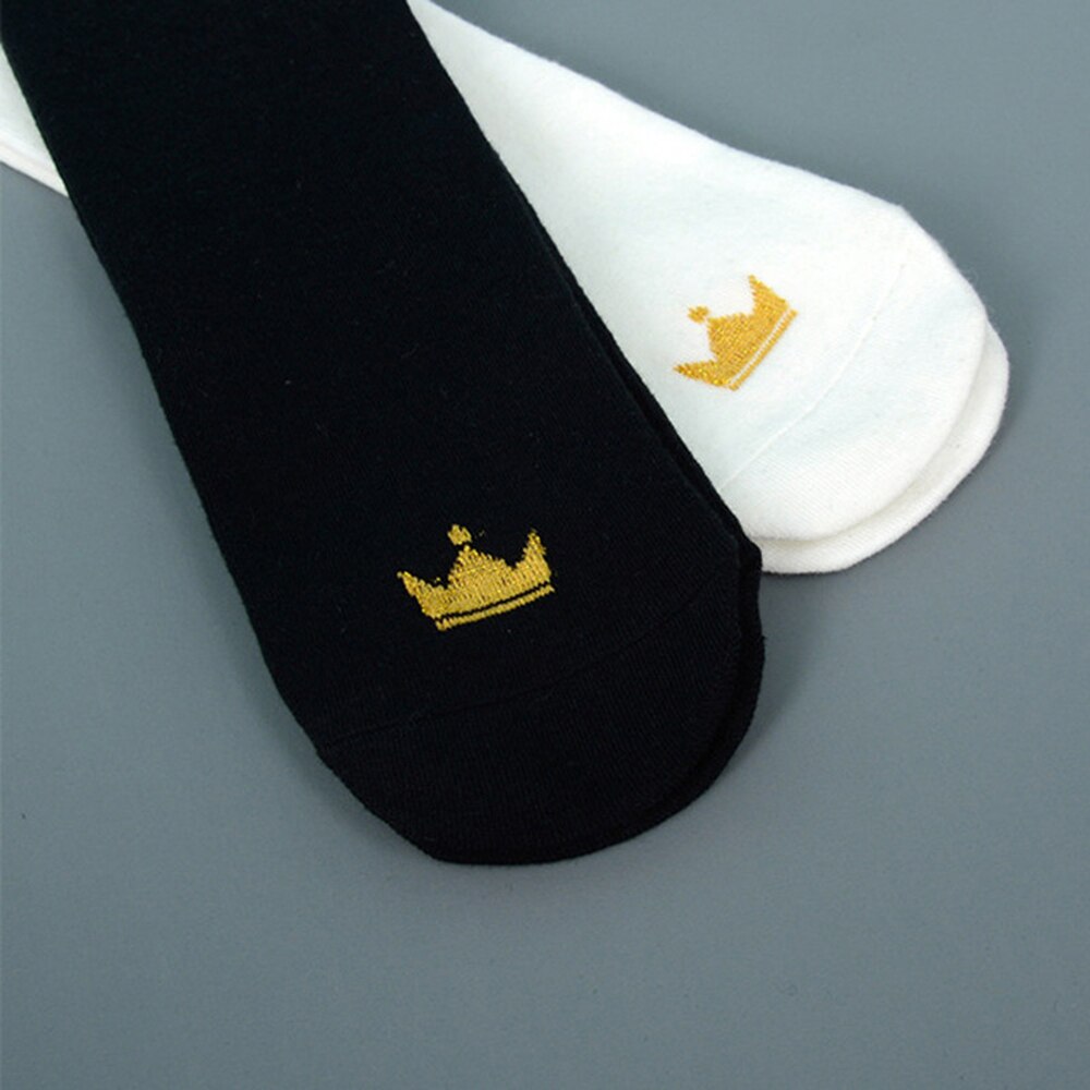 Autumn Baby Crown Print Knee High Socks Kid Cute Princess Cotton Long Socks Baby Girls Sprint Children Black White Socks