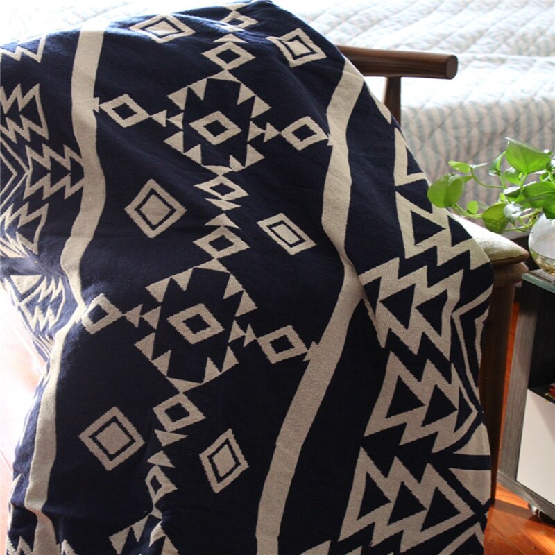 Manta de estilo indio de 180x340cm para uso en el hogar, manta con estampado geométrico para camas, manta gruesa de ganchillo para silla para dormir o sofá
