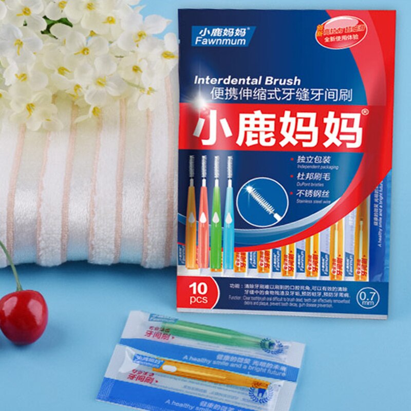 10Pcs Orale Bleken 5 Size Borstel Hoofd 0.6Mm 1.2Mm Push-Pull Rager Volwassenen Gebitsreiniging floss Tooth Pick