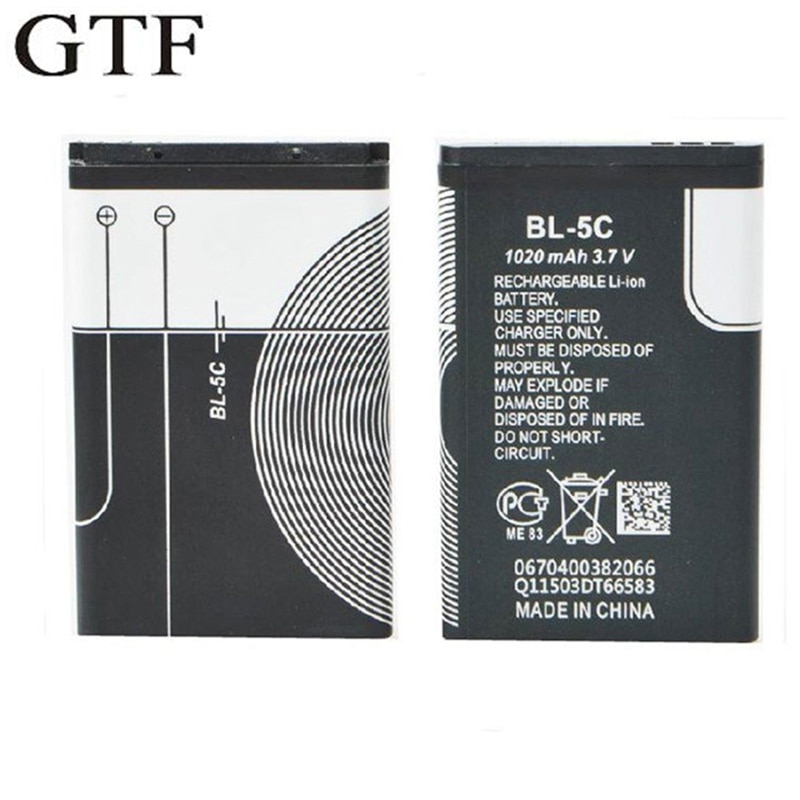Gtf 3.7V 1020 Mah Batterij Voor Nokia Telefoon Batterij Kleine Luidspreker Met Card Radio Batterij BL-5C Cell Li-polymeer Batterijen