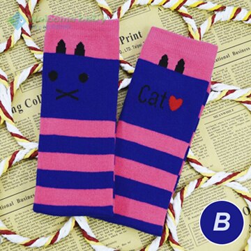 Karikatur Katze freundlicher Baumwolle Streifen Socken Schule Hohe Knie Socke für Mädchen Art Prinzessin Baby freundlicher Kleinkinder bein wärmer: Farbe B