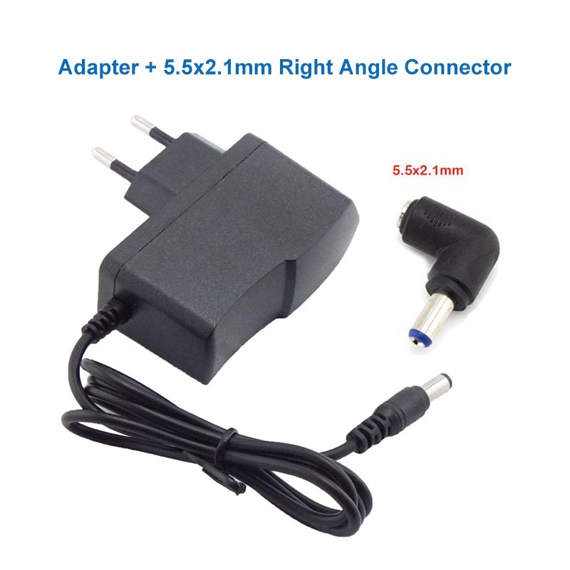 5v 2a voeding adapter oplader eu stekker 5.5x2.1mm 3.5x1.35mm connector haakse dc stekker voor led transformator opladen: Zilver