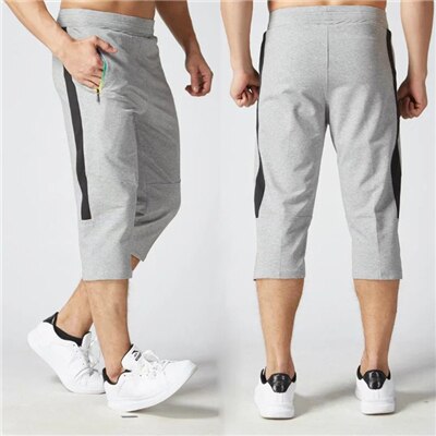 3/4 Mannen Running Broek Katoen Zip Voetbal Training Broek Ademende Gym Jogging Fitness Leggings Broek Broek L: X1617 light gray / 4XL