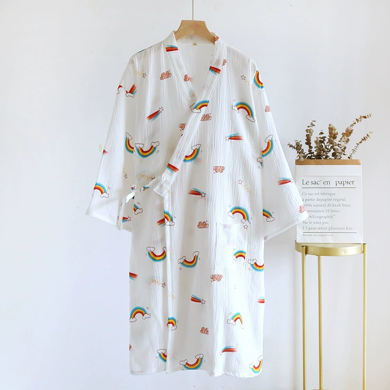 Herfst Multi Kleuren Katoenen Kimono Slaapgewaden Voor Vrouwen Dunne Badjas Pyjama Zweet Stoombad Gewaad Vrouwen Kleding