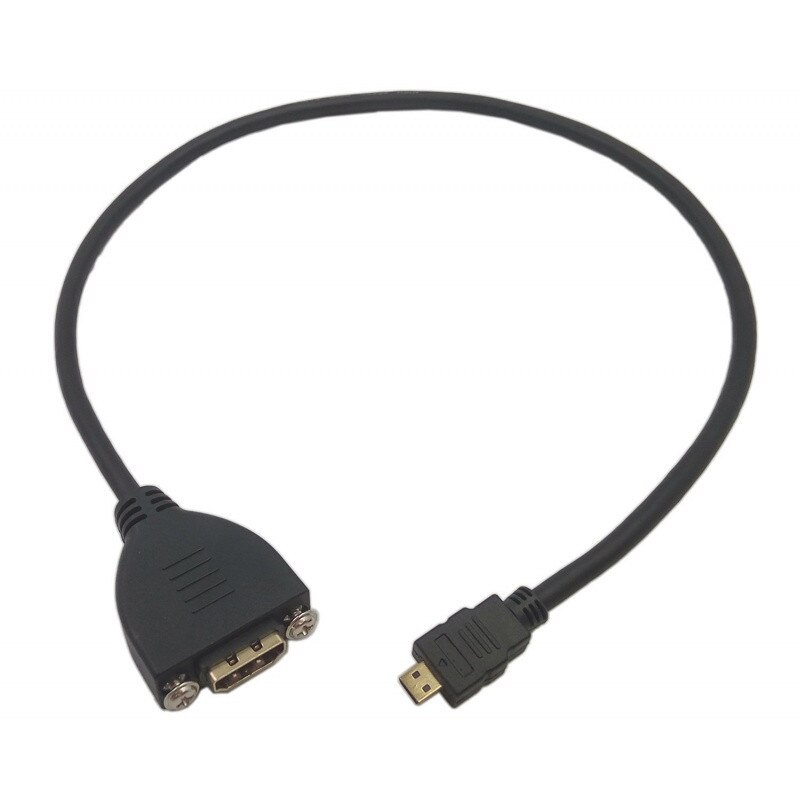 Gold Plated High Speed Micro HD Cable Male to HDTV Female Extension Cable With Screw Panel Mount