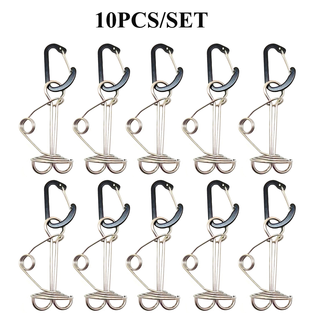 Kołek do pokładu ośmiornicy w kształcie spirali z karabińczykiem, klamry do liny wiatrowej, paliki do namiotu, kołek do deski sprężynowej, 5 szt., 10 szt.: Ciemnoszary