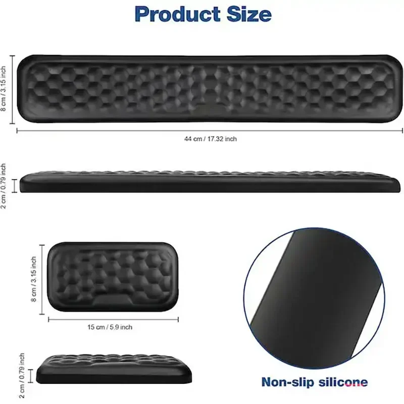 Tastatur-Pad-Set, Memory-Schaum, für Büro, Computer, Laptop, einfaches Tippen, Schmerzlinderung, Tastatur, Handgelenkauflage, L
