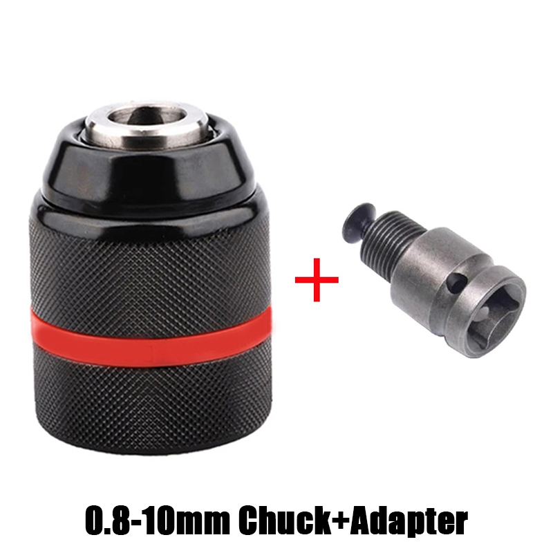 Mandril de broca de metal sem chave com rosca de 0,8-10 mm, haste sextavada/SDS/adaptador de aperto rápido quadrado, mandril para broca, chave de fenda, torneira e soquete: Laranja