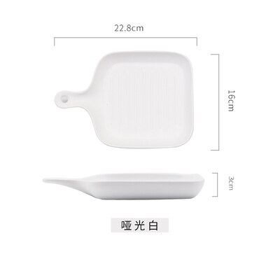 Japanse Stijl Bakvormen Huishoudelijke Keramische Steak Plaat Met Handvat Creatieve Nordic Westerse Servies Oven Schotel Plaat Diner Plaat: E 22.8x16x3cm