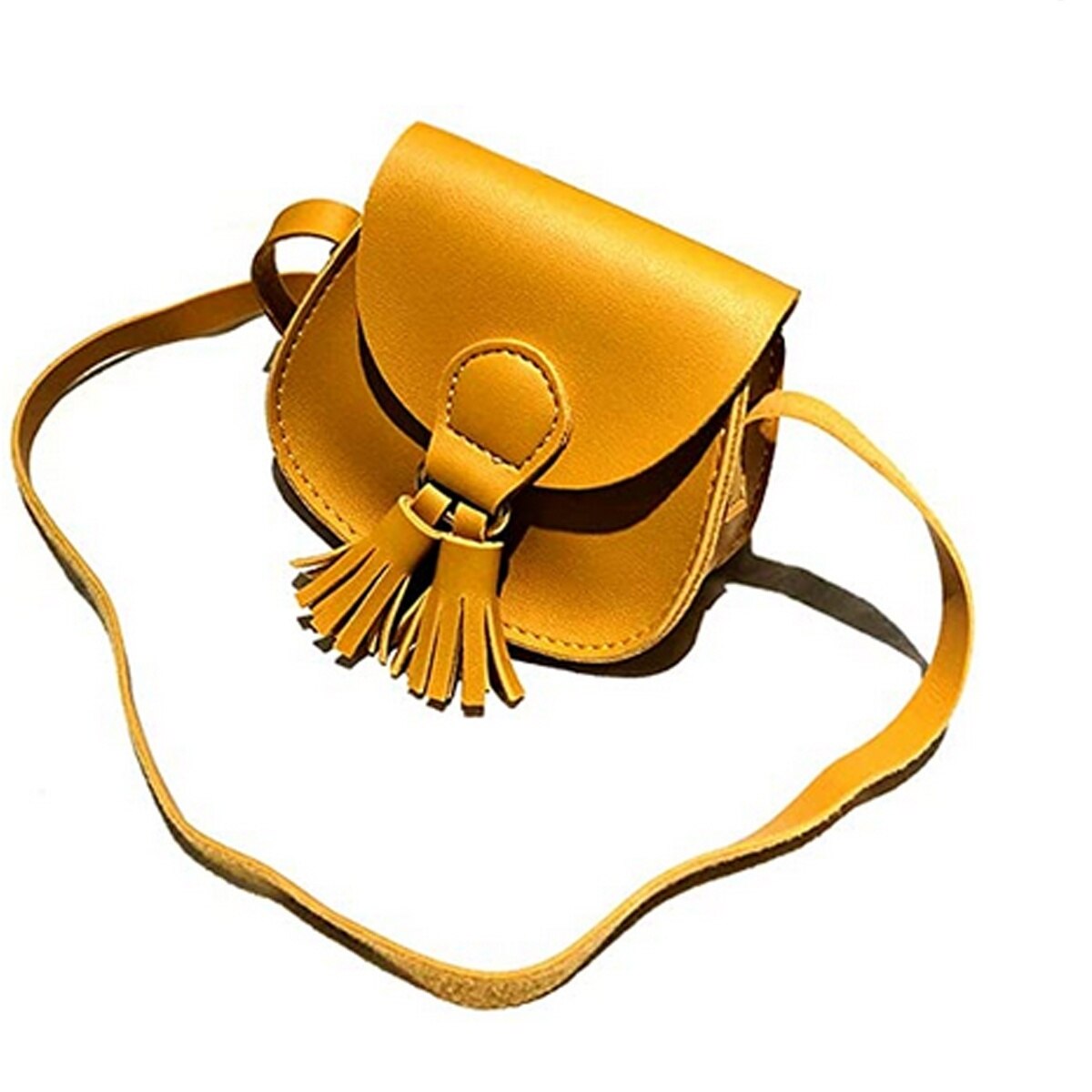 Dames sleutel portemonnees pu schouder mini tas dames crossbody satchel tote effen mini handtassen met kwastjes: Geel