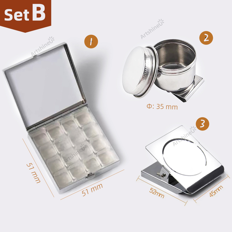 Przenośny podróżny zestaw farb akwarelowych mini 10/12/16 siatki puste pudełko dozownik pigmentu paleta zacisk magnetyczny czajnik dla artystów: FIOLETOWY