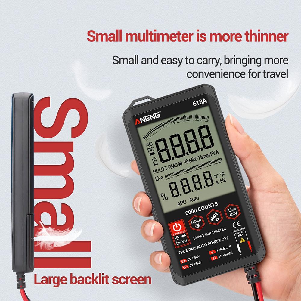 618A Smart Touch Digital Multimeter DC/AC Analog Tester True RMS Transistor Capacitor NCV smart Auto/Manual Testers