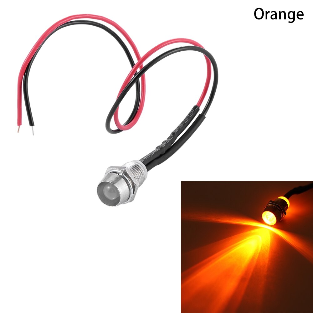 1PC 12V 8mm Multi-color Metal Shell LED Indicator Light Pilot Dash Dashboard Panel Car Van Boat Warning Lamp Bulb With Holder