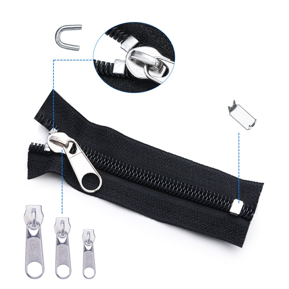 Pince d'installation de glissière métallique | Kit de réparation de fermeture éclair, pince de fermeture éclair, tirette de rechange, accessoires de tête veste de vêtement de couture 85 pièces/10 pièces