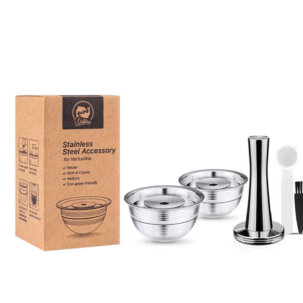 RECAFIMIL Wiederverwendbare Kapsel Für Nespresso Vertuo Nächsten Kaffee Filter Espresso Vertuoline Barista Accesorios Stahl Schote Große Tasse: 2 Kapsel 1 manipulieren