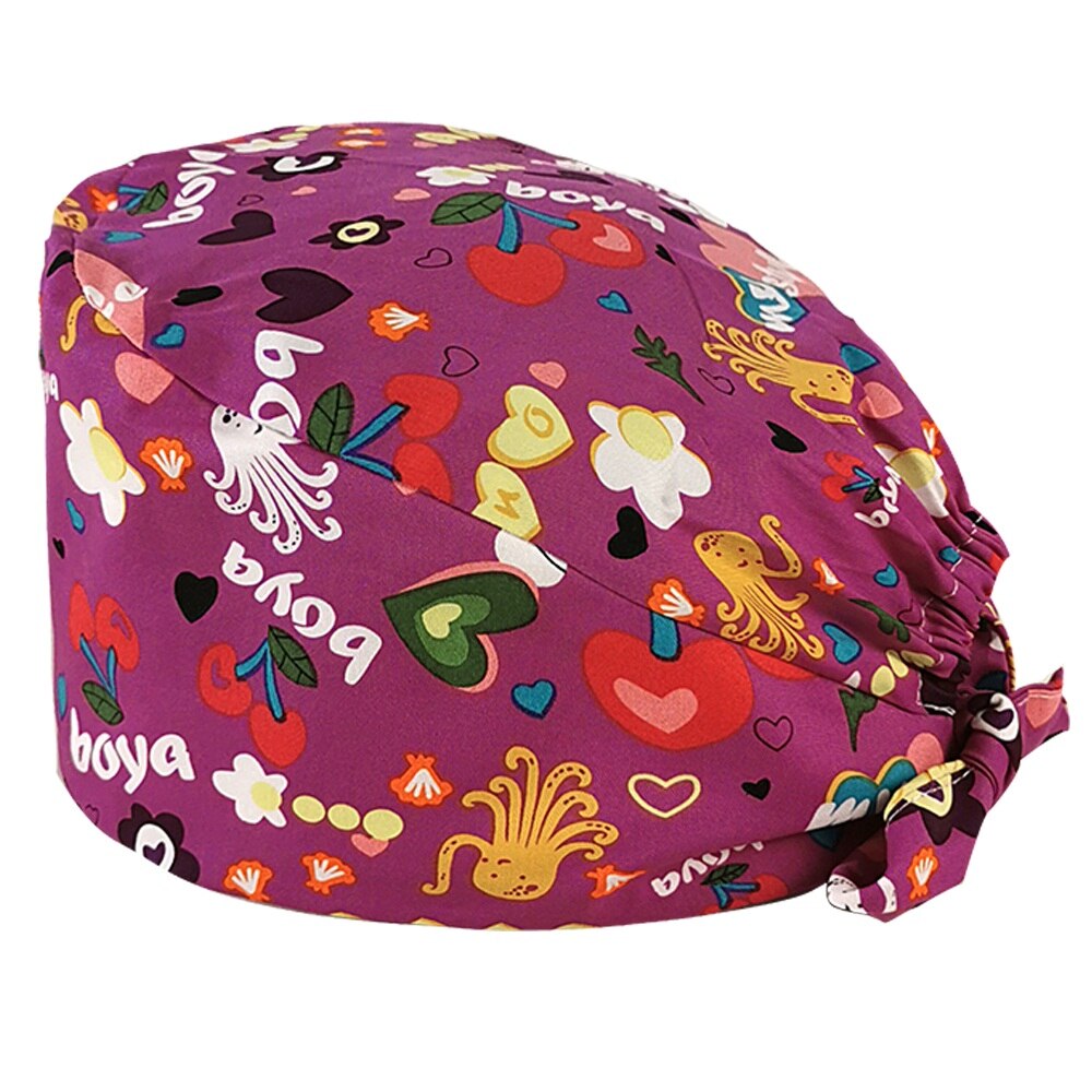 Cartoon animatie print verpleegster petten ademend laboratorium unisex werkmuts schoonheidssalon spa verzorging scrub pet: 22110